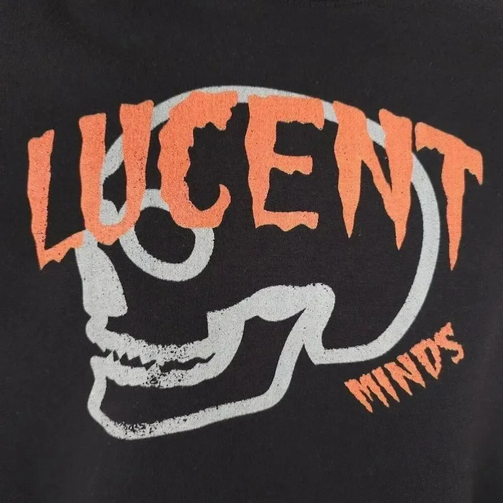 Lucent Minds Sweatshirt Hoodie Mens Size Small Black Skull Skeleton Horror